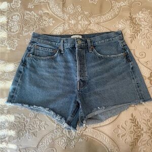 Agolde Parker Long Classic Blue Jean Denim Shorts
